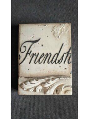 Sid Dickens "friendship" memory block. Vintage Decorative Plaque T251